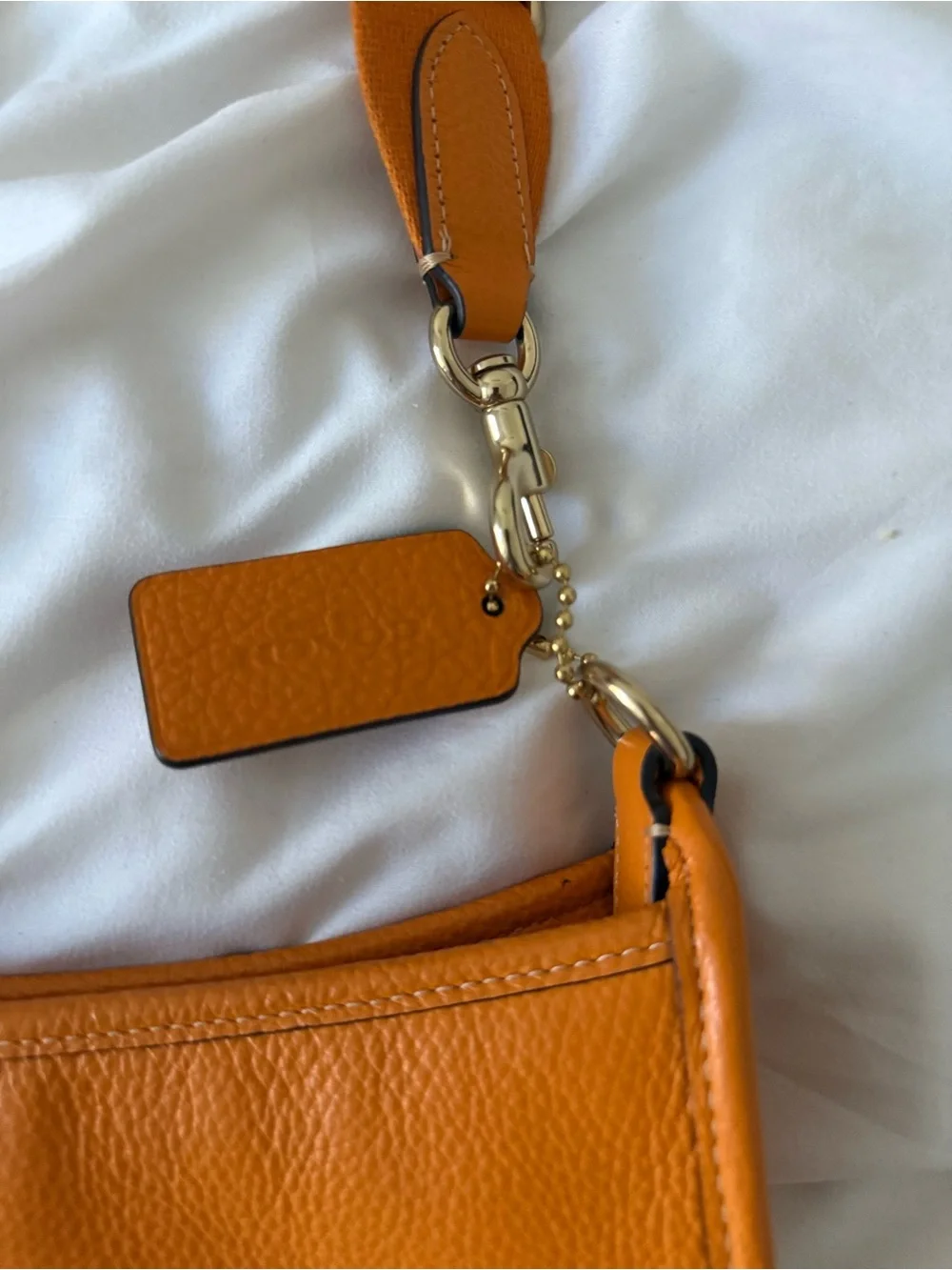 Coach Pebbled Leather Shoulder Bag in Burnt Orange